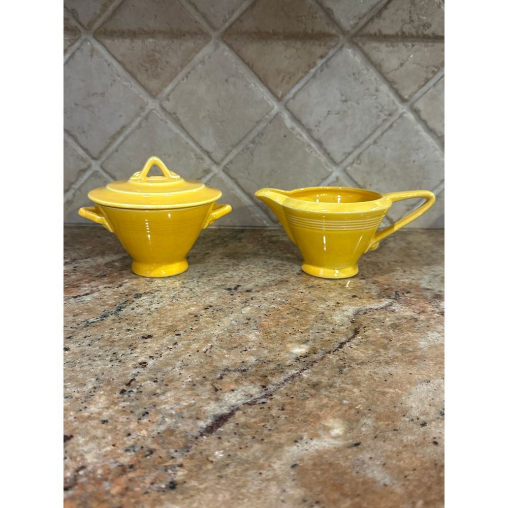Harlequin Creamer‎ and Sugar Set Yellow Fiesta